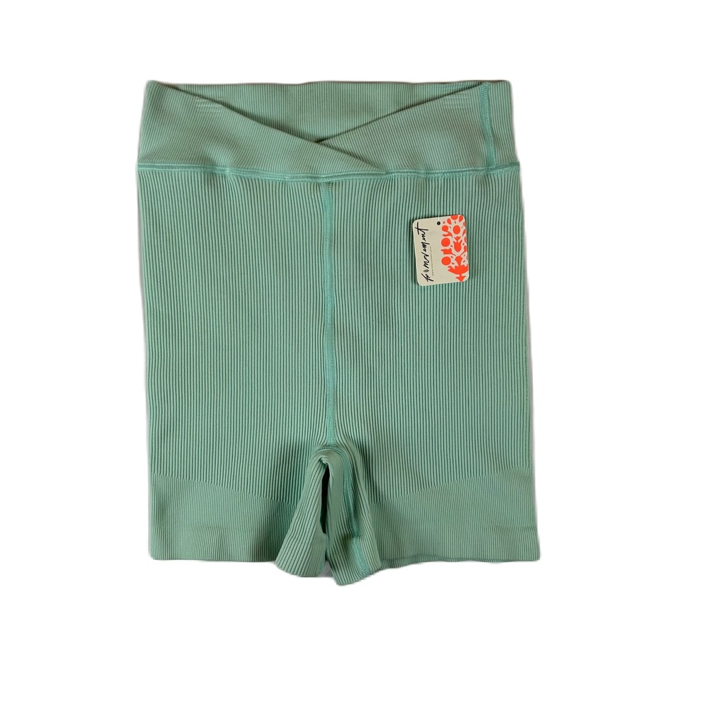 FP Movement Womens Crossover Ribbed Biker Shorts Turquoise Mint Size M OB1372651